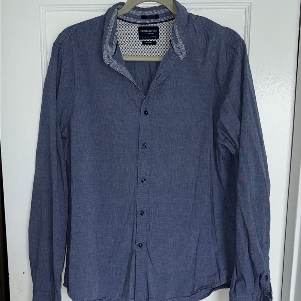 Denim & Flower Blue Casual Button Down Shirt